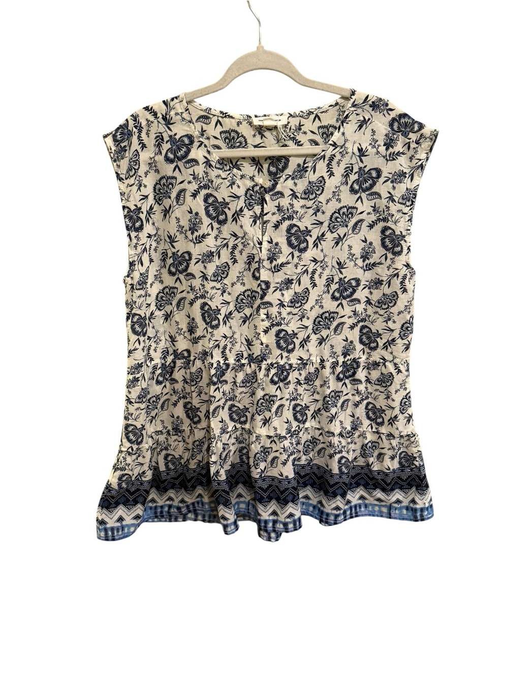 NWOT beachlunchlounge Jessa Border Print Cotton Top in Ibiza Floral - Size Large